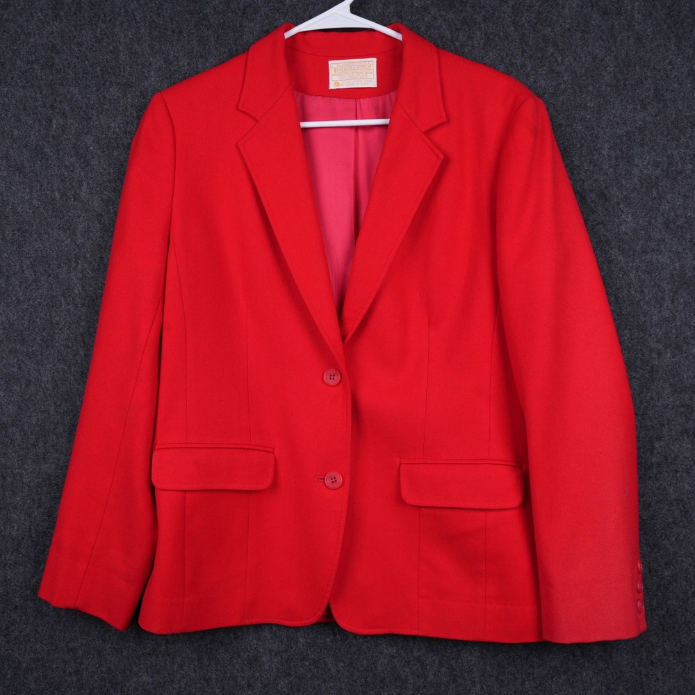 Vintage Pendleton Wool Blazer Womens Size 12 Red Excellent USA Made Classic